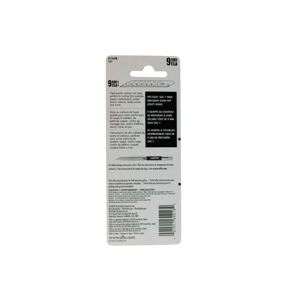 Olfa -SAB-10B- Cuchillas 9mm Recambio  (pack 10) especificaciones - Car Care Europe