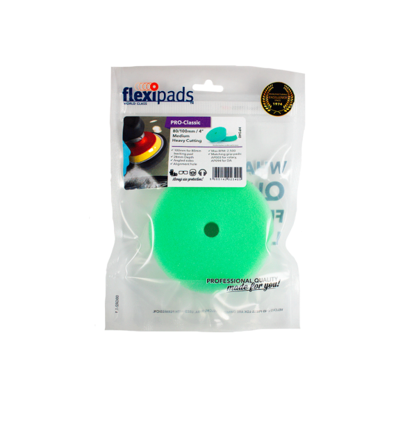Flexipads Pro-Classic - Esponja de Pulido Medio (verde) 80mm empaque - Car Care Europe