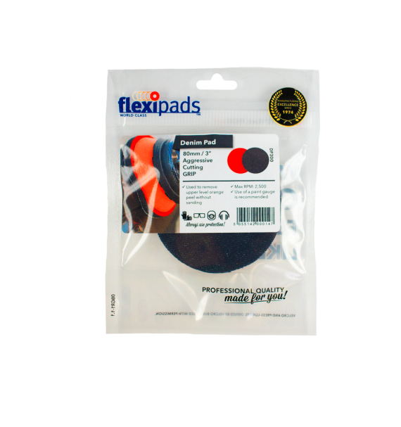 Flexipads Denim Pad Corte - Eliminador de piel de naranja 80 mm empaque - Car Care Europe